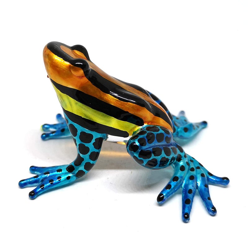 ZOOCRAFT Hand-Blown Glass Frog Figurine - Miniature Poison Dart Frog, Orange & Blue - Artistic Table Decor and Gardening Gift - Image 2
